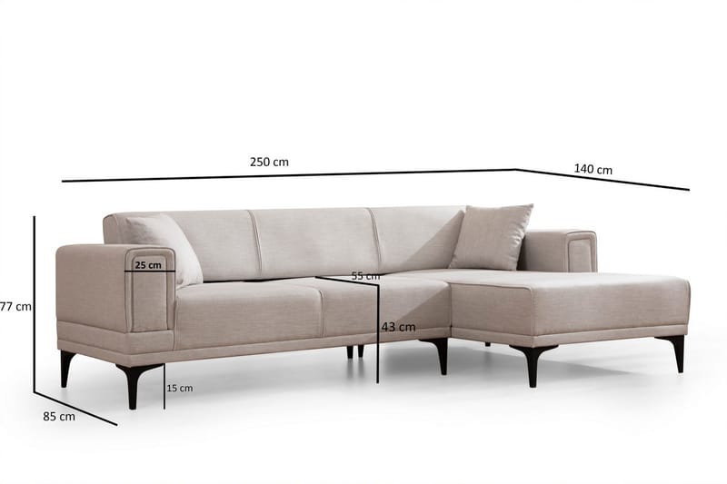Naoko Bäddsoffa med divan - Beige - Möbler - Soffa - Bäddsoffa