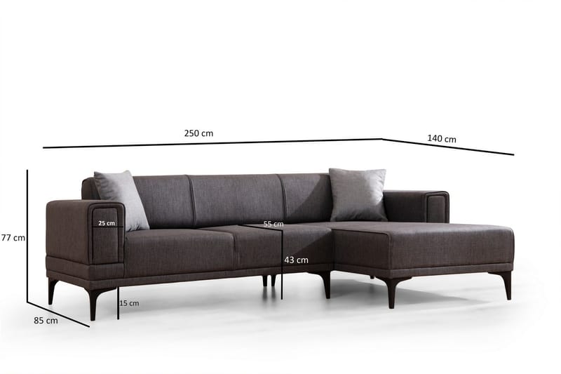Naoko Bäddsoffa med divan - Mörkgrå - Möbler - Soffa - Bäddsoffa