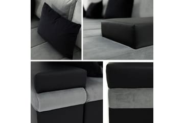 Naoma 3-sits Bäddsoffa med Divan L-formad Höger med Förvarin - Sammet/Grå - Möbler - Soffa - Bäddsoffa