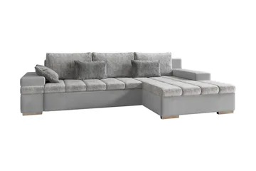 Naoma 3-sits Bäddsoffa med Divan L-formad Höger med Förvarin - Sammet/Grå - Möbler - Soffa - Bäddsoffa