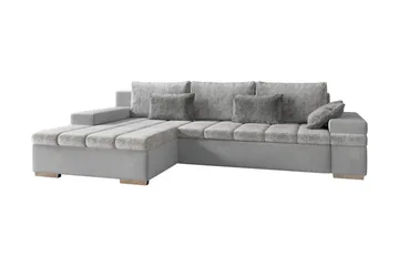 Naoma 3-sits Bäddsoffa med Divan L-formad Vänster med Förvar - Sammet/Grå - Möbler - Soffa - Bäddsoffa