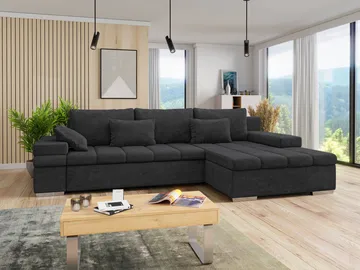 Naoma 4-sits Bäddsoffa divan höger med förvaring - svart - Möbler - Soffa - Bäddsoffa
