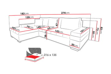 Naoma Bäddbar Hörnsoffa Universal 135x216 cm med Förvaring i Sammet - Blå - Möbler - Soffa - Bäddsoffa