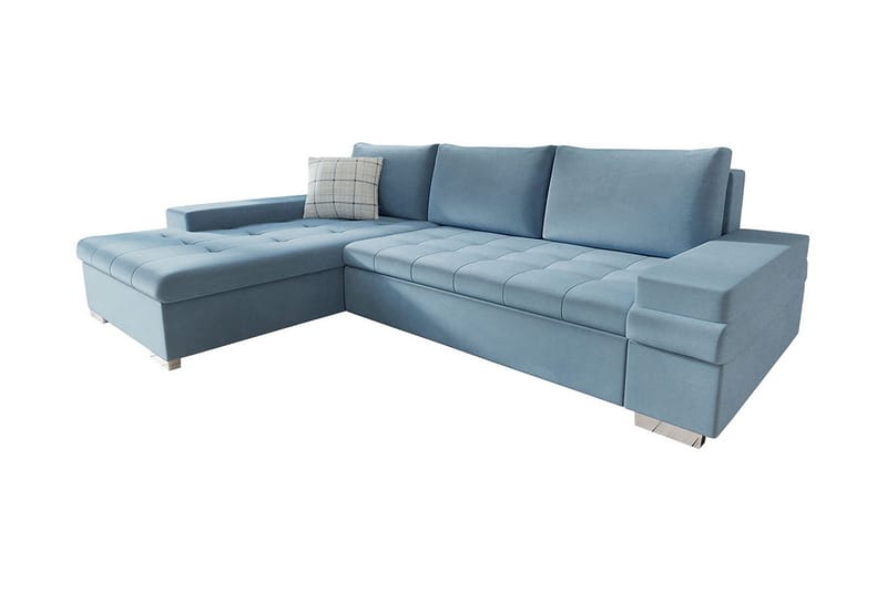 Naoma Bäddbar Hörnsoffa Universal 135x216 cm med Förvaring i Sammet - Blå - Möbler - Soffa - Bäddsoffa