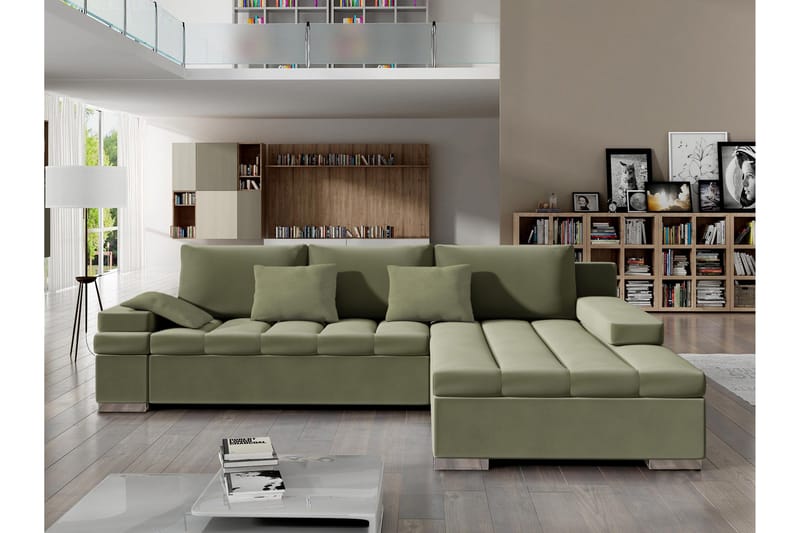 Naoma Bäddsoffa m. Divan 3-sits - Grön - Möbler - Soffa - Bäddsoffa