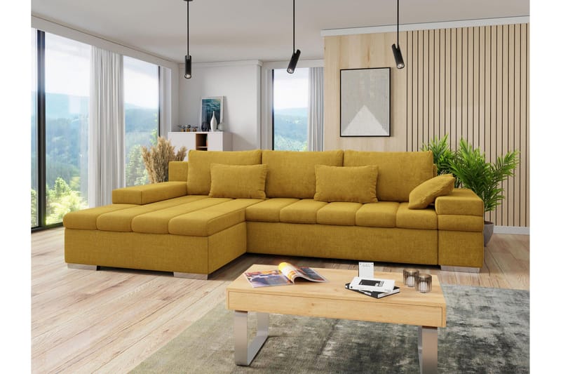 Naoma Bäddsoffa med Divan 4-sits - Gul - Möbler - Soffa - Bäddsoffa