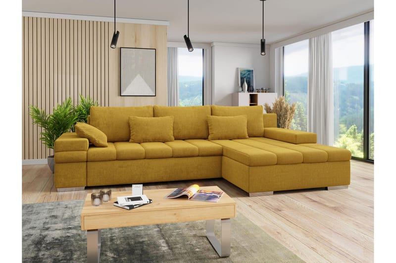 Naoma Bäddsoffa med Divan 4-sits - Gul - Möbler - Soffa - Bäddsoffa