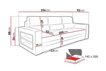 Nemo Bäddsoffa 236x92x88 cm - Brun - Möbler - Soffa - Bäddsoffa