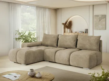 Nessa 4-sits Bäddsoffa divan vänster med förvaring - beige - Möbler - Soffa - Bäddsoffa