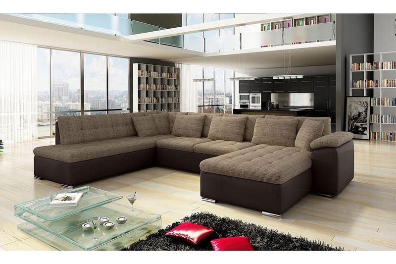 Niko U-Bäddsoffa 350x205x76 cm Divan Höger - Grå - Möbler - Soffa - Bäddsoffa