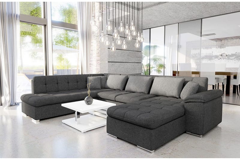 Niko U-Bäddsoffa 350x205x76 cm Divan Höger - Grå - Möbler - Soffa - Bäddsoffa