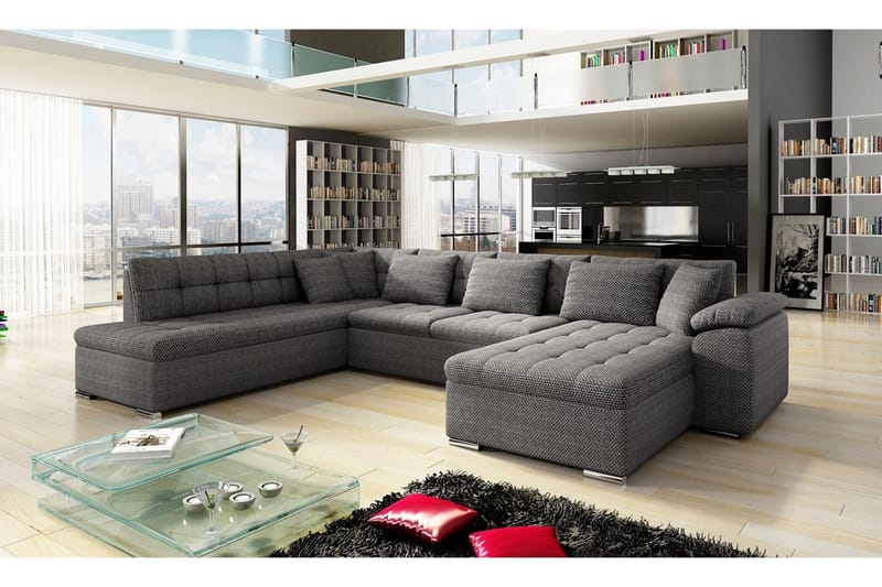 Niko U-Bäddsoffa 350x205x76 cm Divan Höger - Mörkgrå - Möbler - Soffa - Bäddsoffa