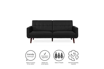 Nola 3-sits Bäddsoffa Konstläder/Svart - Dorel Home - Möbler - Soffa - Bäddsoffa - Längsbäddad bäddsoffa