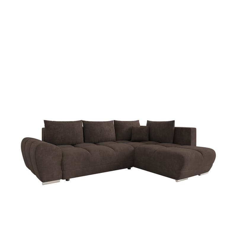 Ostra 4-sits Bäddsoffa divan höger med förvaring - Brun - Möbler - Soffa - Bäddsoffa