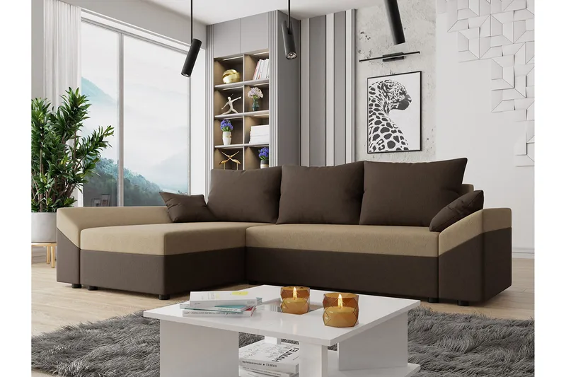 Ovadia 5-sits Bäddsoffa - Brun/Beige - Möbler - Soffa - Bäddsoffa