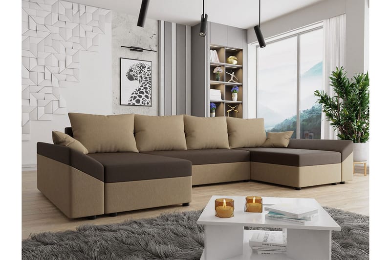 Ovadia 5-sits Bäddsoffa - Brun/Beige - Möbler - Soffa - Bäddsoffa