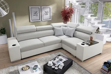 Perseo Divanbäddsoffa 282x205x95 cm - Beige/Grå/Vit - Möbler - Soffa - Bäddsoffa