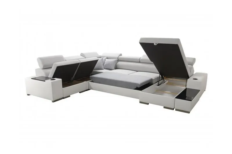 Perseo Divanbäddsoffa 358x282x95 cm LED-belysning - Grå/Vit - Möbler - Soffa - Bäddsoffa
