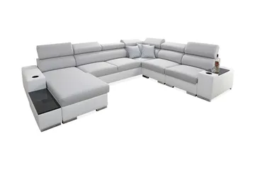 Perseo Divanbäddsoffa 358x282x95 cm LED-belysning - Grå/Vit - Möbler - Soffa - Bäddsoffa