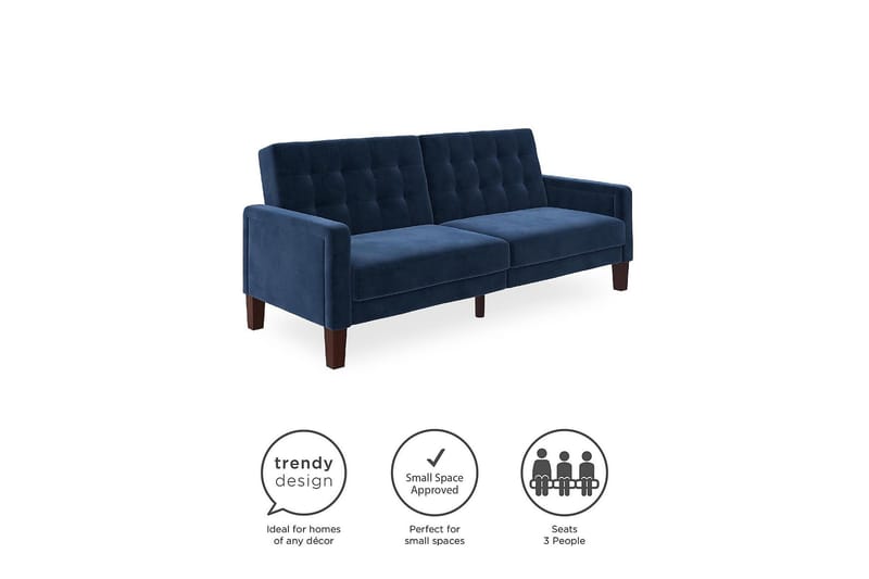 Porter 2-sits Bäddsoffa Sammet/Blå - Dorel Home - Möbler - Soffa - Bäddsoffa - Bäddsoffa 2 sits