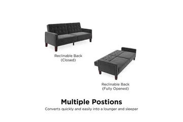 Porter 2-sits Bäddsoffa Sammet/Grå - Dorel Home - Möbler - Soffa - Bäddsoffa - Bäddsoffa 2 sits