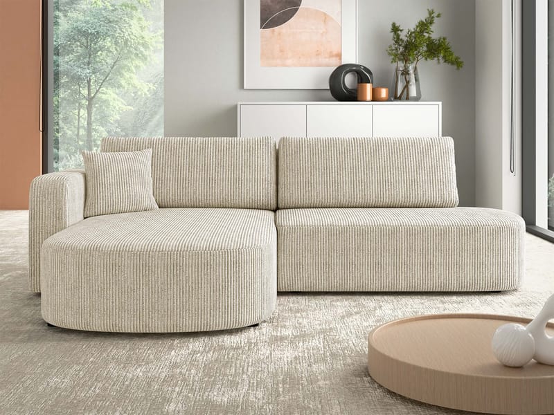Pryda 4-sits Bäddsoffa divan vänster med förvaring - beige - Möbler - Soffa - Bäddsoffa