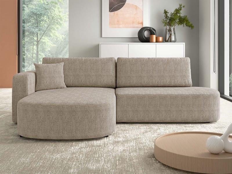 Pryda 4-sits Bäddsoffa divan vänster med förvaring - beige - Möbler - Soffa - Bäddsoffa