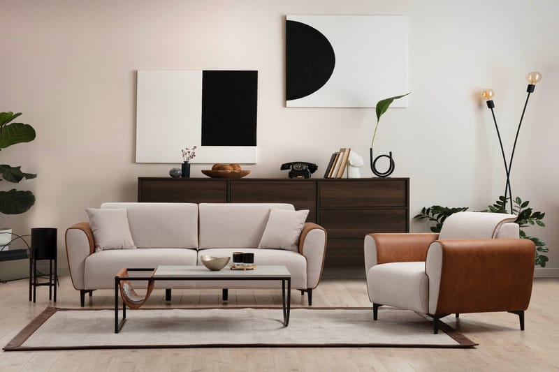 Rebelo 3-sits Bäddsoffa - Beige - Möbler - Soffa - Bäddsoffa