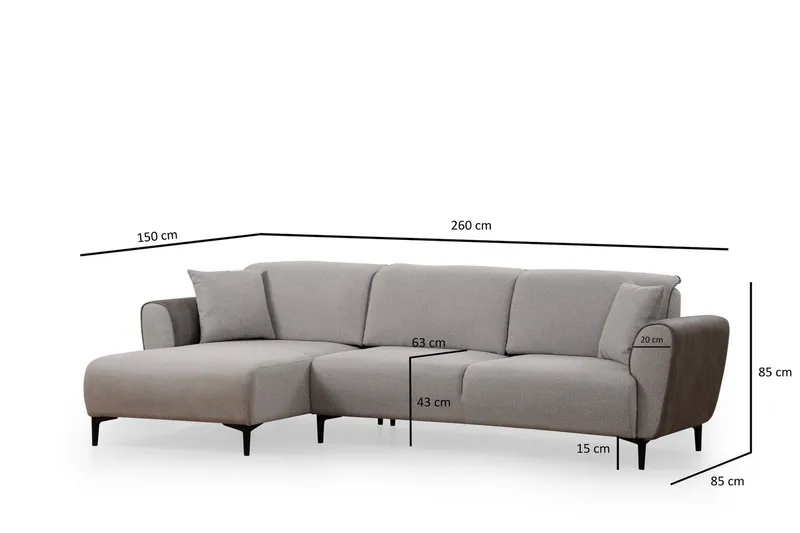 Rebelo Bäddsoffa med divan - Grå - Möbler - Soffa - Bäddsoffa