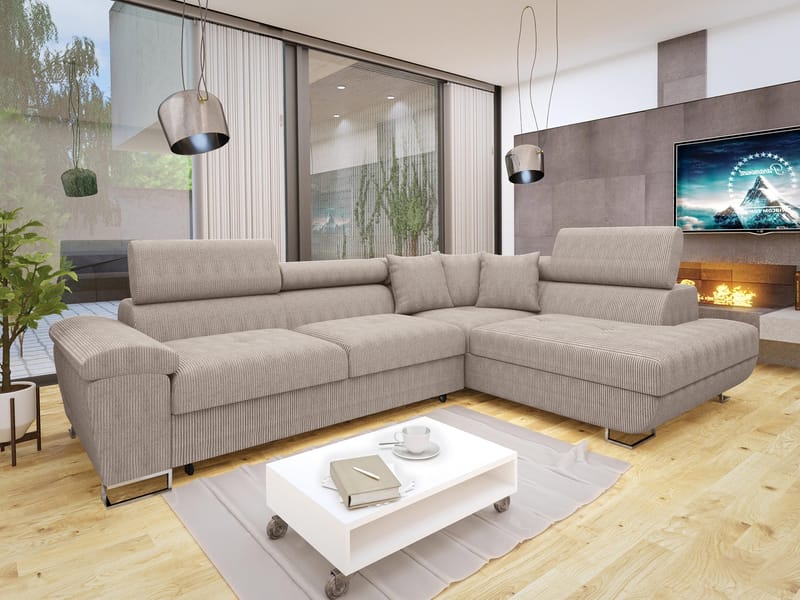 Reginia 4-sits Bäddsoffa med Schäslong och förvaring - Möbler - Soffa - Bäddsoffa