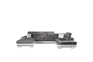 Reginia Bäddsoffa med Divan och Schäslong 4-sits i Konstläder - Vit/Grå - Möbler - Soffa - Bäddsoffa