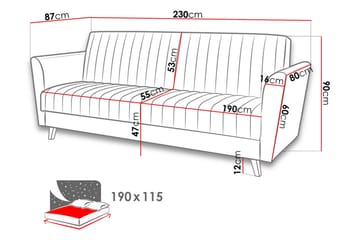 Rigberg 3-sits Kanalstickad Djup Bäddsoffa med Förvaring i Tyg - Grå - Möbler - Soffa - Bäddsoffa