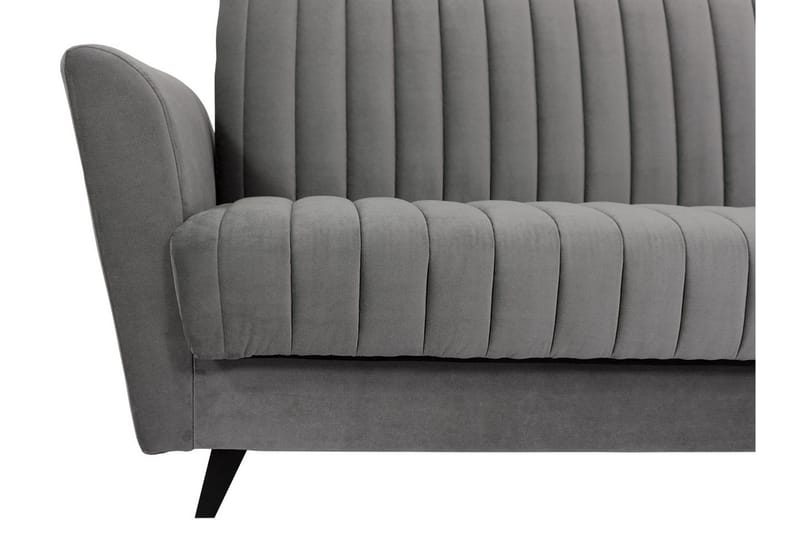 Rigberg 3-sits Kanalstickad Djup Bäddsoffa med Förvaring i Tyg - Grå - Möbler - Soffa - Bäddsoffa