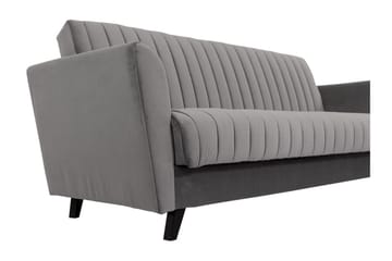 Rigberg 3-sits Kanalstickad Djup Bäddsoffa med Förvaring i Tyg - Grå - Möbler - Soffa - Bäddsoffa