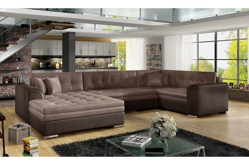 Rineta Bäddsoffa med Dubbeldivan, Brun