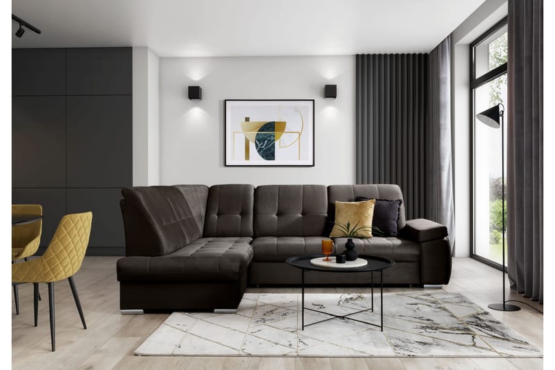 Sajana Bäddsoffa m. Schäslong 3-sits - Mörkbrun - Möbler - Soffa - Bäddsoffa