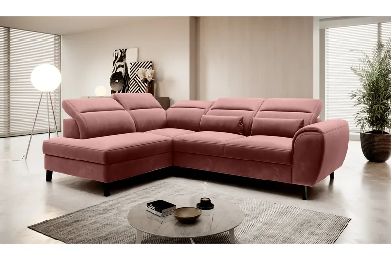 Sajda Bäddsoffa m. Schäslong 3-sits, Rosa