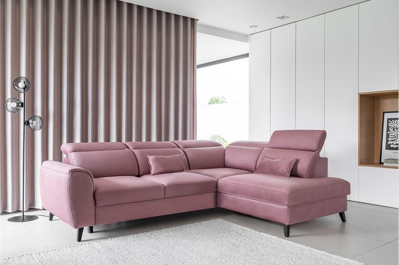 Sajda Bäddsoffa m. Schäslong 3-sits - Rosa - Möbler - Soffa - Bäddsoffa