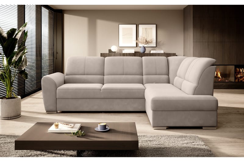 Sajmon Bäddsoffa m. Schäslong 3-sits, Beige