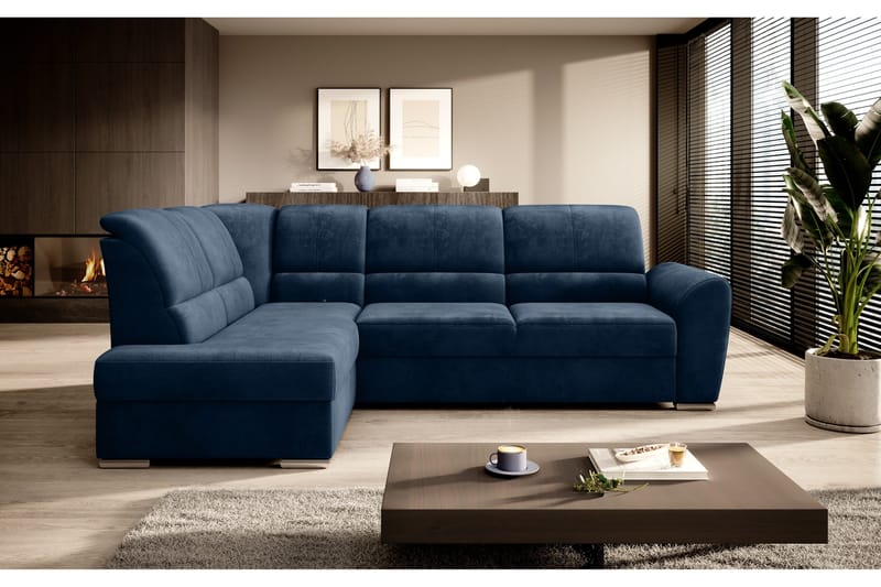 Sajmon Bäddsoffa m. Schäslong 3-sits - Mörkblå - Möbler - Soffa - Bäddsoffa
