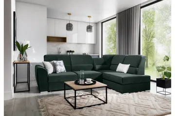 Sajmon Bäddsoffa m. Schäslong 3-sits - Mörkgrön - Möbler - Soffa - Bäddsoffa