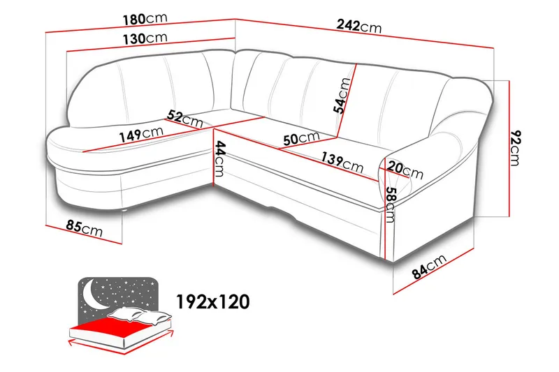 Sandra 7-sits Hörnbäddsoffa Vänster - Brun - Möbler - Soffa - Bäddsoffa