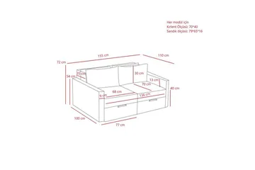 Savra Bäddsoffa med Divan 2-sits - Antracit - Möbler - Soffa - Bäddsoffa
