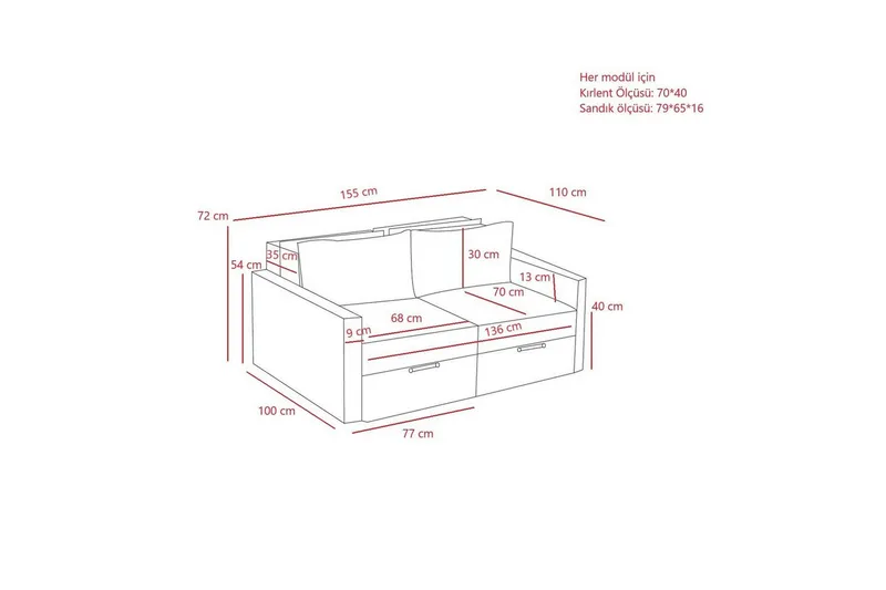 Savra Bäddsoffa med Divan 2-sits - Antracit - Möbler - Soffa - Bäddsoffa