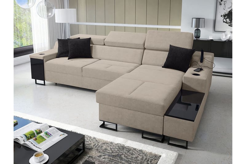 Seginus Bäddsoffa m. Divan Förvaring 3-sits 226x127 - Beige - Möbler - Soffa - Bäddsoffa