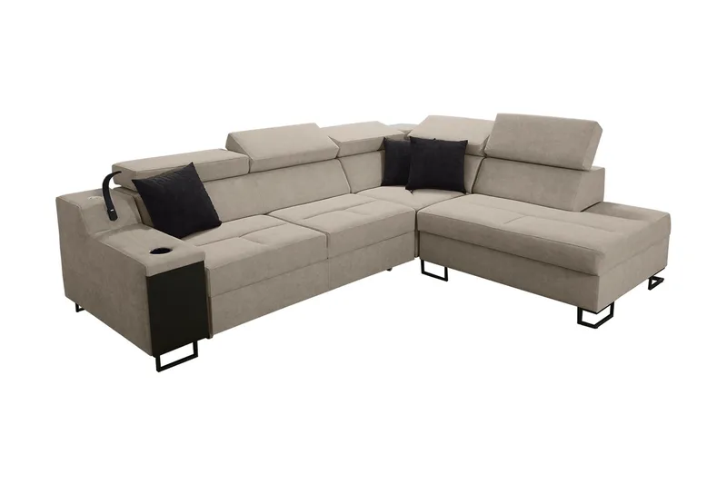 Seginus Bäddsoffa m. Schäslong 3-sits 210x127 - Beige - Möbler - Soffa - Bäddsoffa