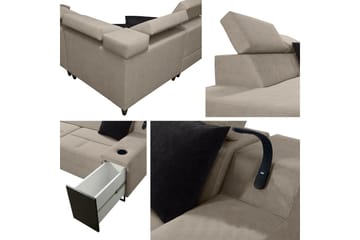 Seginus Bäddsoffa m. Schäslong 3-sits 210x127 - Beige - Möbler - Soffa - Bäddsoffa