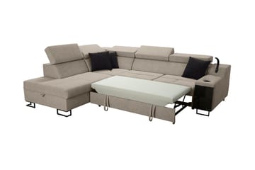 Seginus Bäddsoffa m. Schäslong 3-sits 210x127 - Svart - Möbler - Soffa - Bäddsoffa