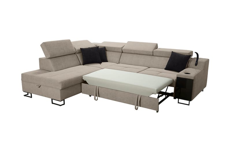 Seginus Bäddsoffa m. Schäslong 3-sits 210x127 - Svart - Möbler - Soffa - Bäddsoffa