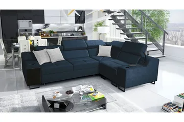 Seginus Hörnbäddsoffa 4-sits 210x127 - Blå - Möbler - Soffa - Bäddsoffa